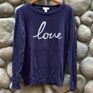 Ann Taylor LOFT "Love" Long Sleeve Thin Blue Sweater